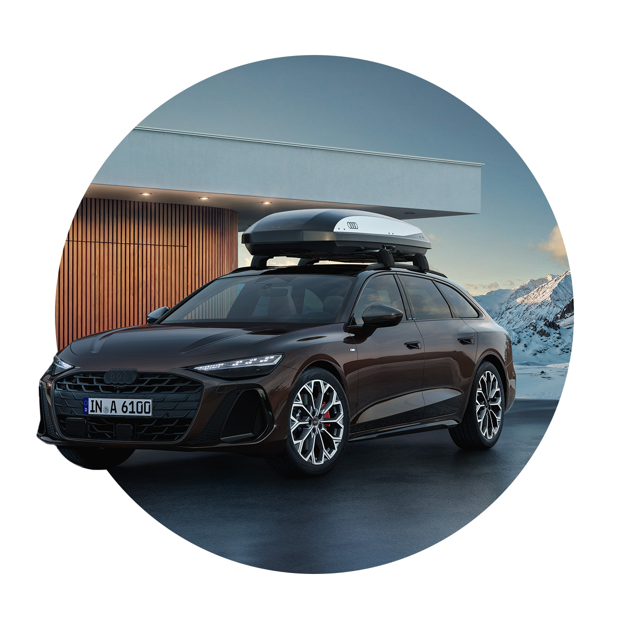 Das Bild zeigt einen Audi mit einer installierten Dachbox.